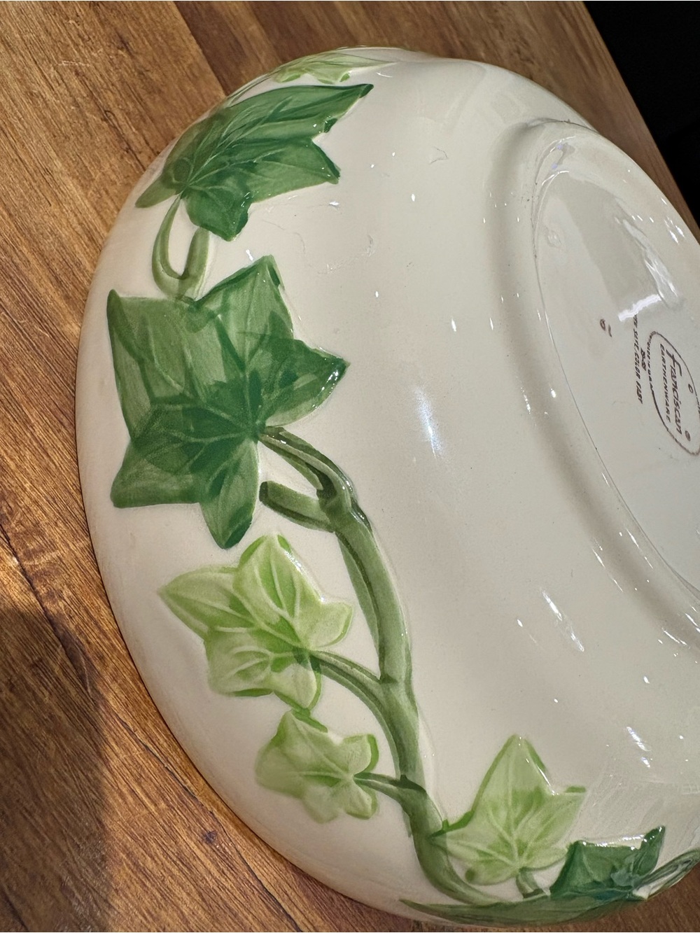 Vintage Franciscan Ivy Vine Ceramic Serving Bowl - Green on Cream